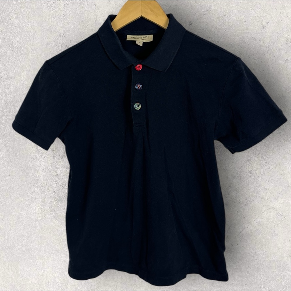 Burberry London Navy Blue Short Sleeve Polo Shirt Mens Size Small Cotton Golf